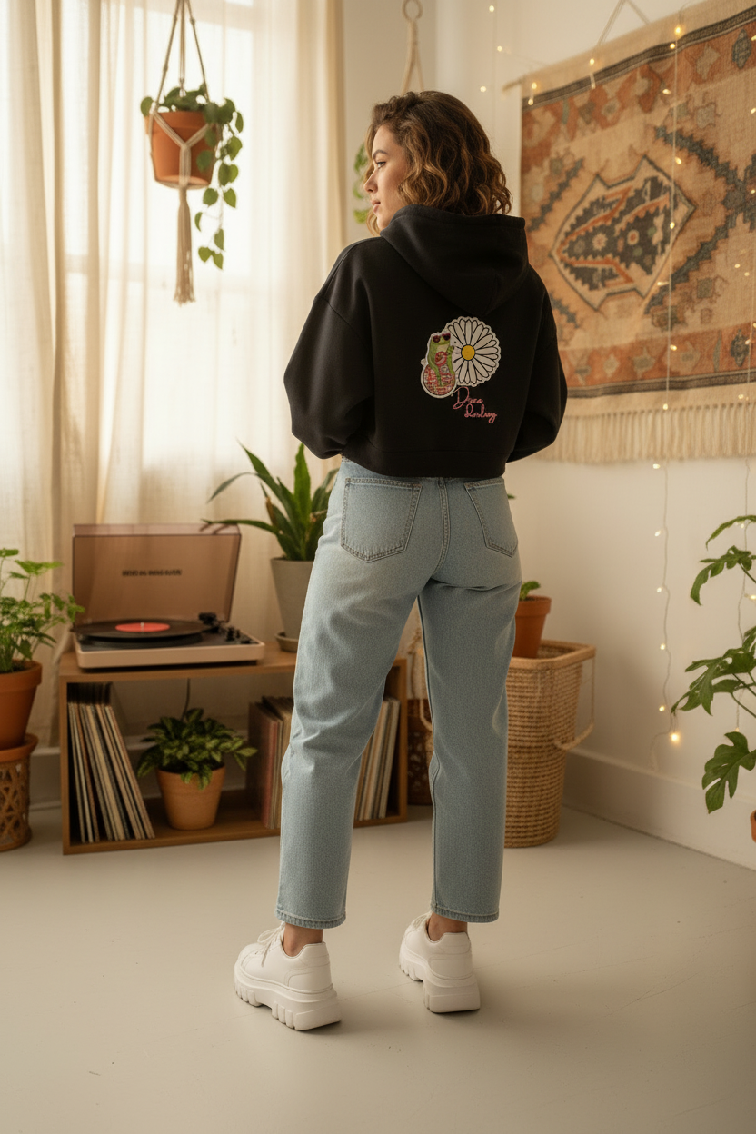 Essential Cropped Zip-Up Hoodie