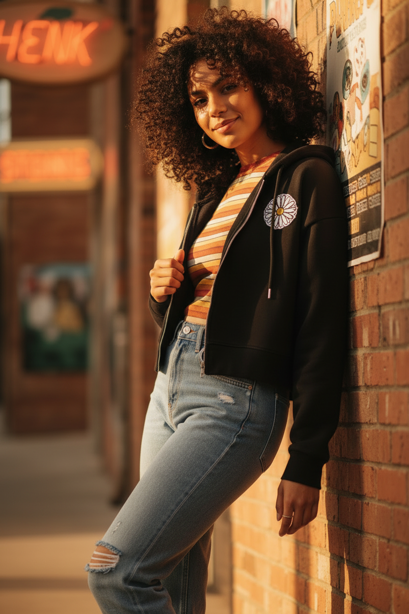 Essential Cropped Zip-Up Hoodie