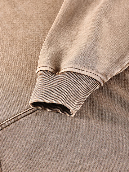 Snow Washed Loose Cotton Hoodie